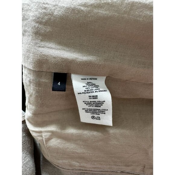 Theory Linen Shawl Collar Blazer in Tan Size 4 Double Breasted - Picture 3 of 6